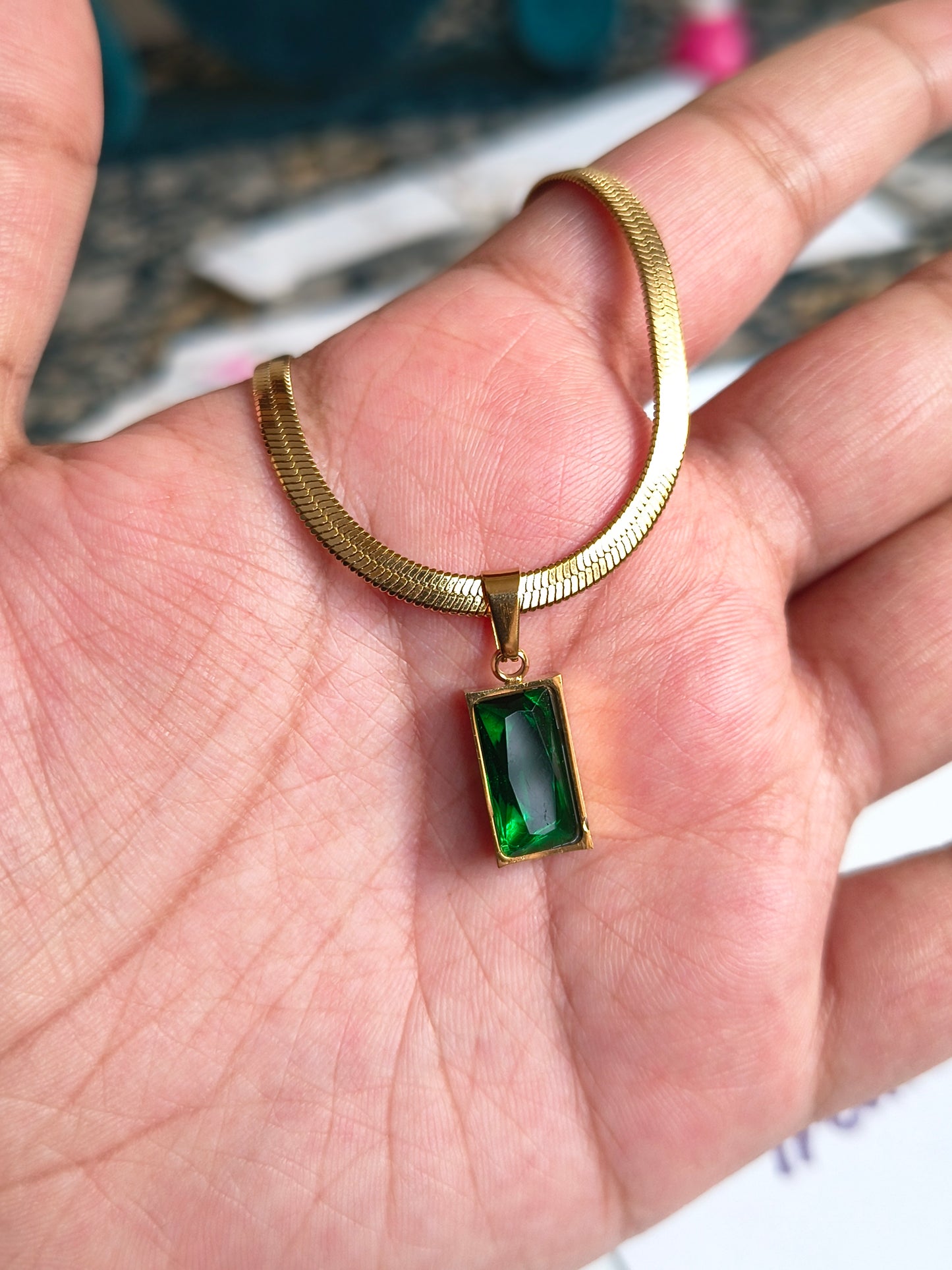 Green Snake Chain Necklace