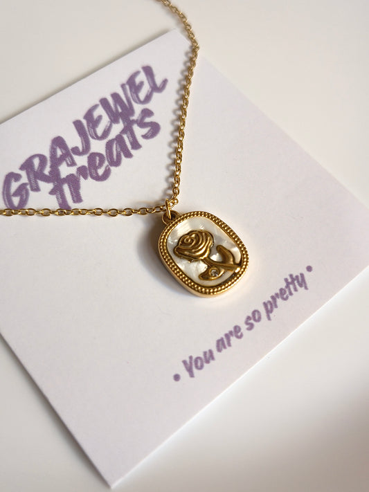 Engraved Rose Necklace