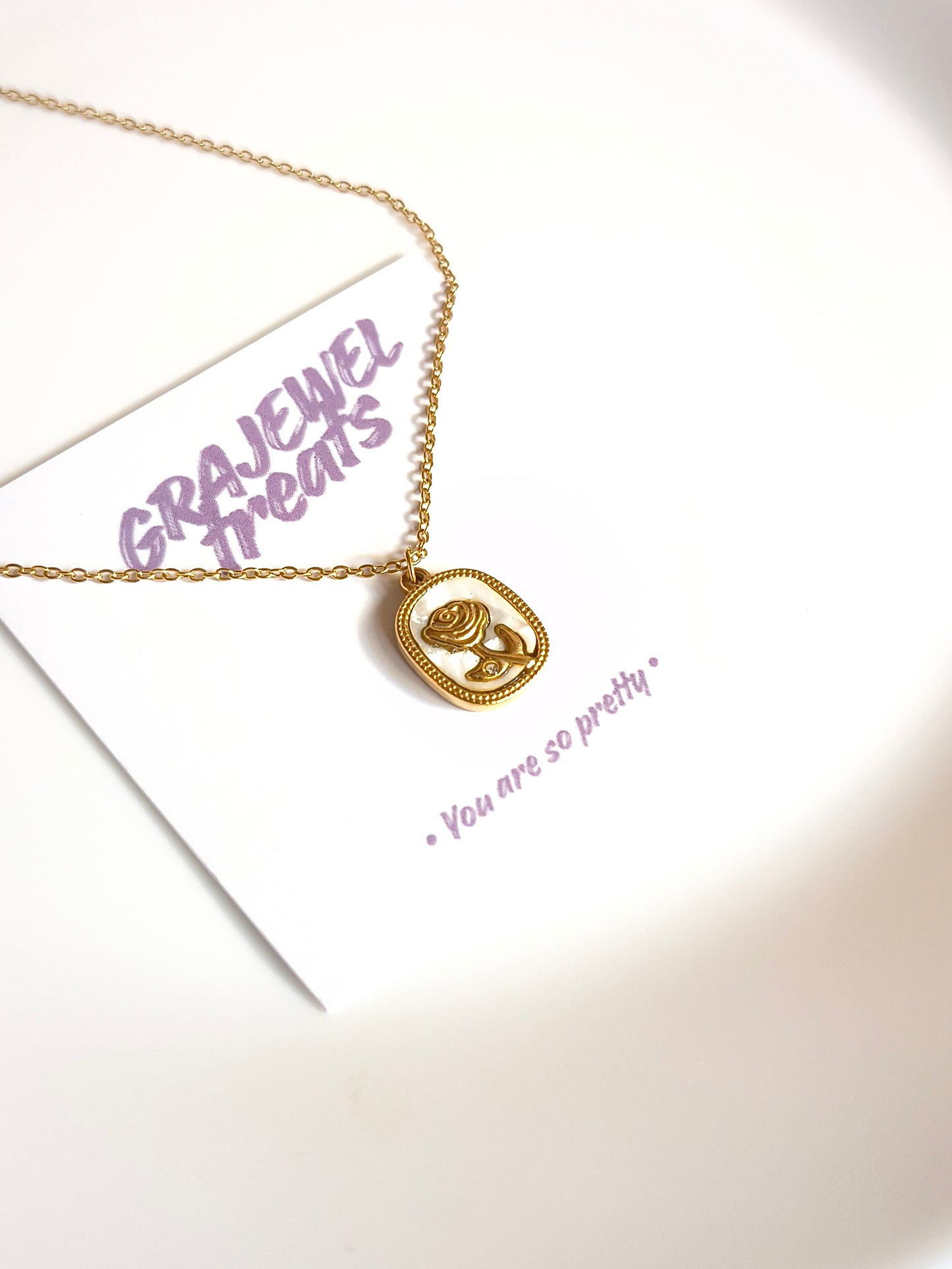 Engraved Rose Necklace
